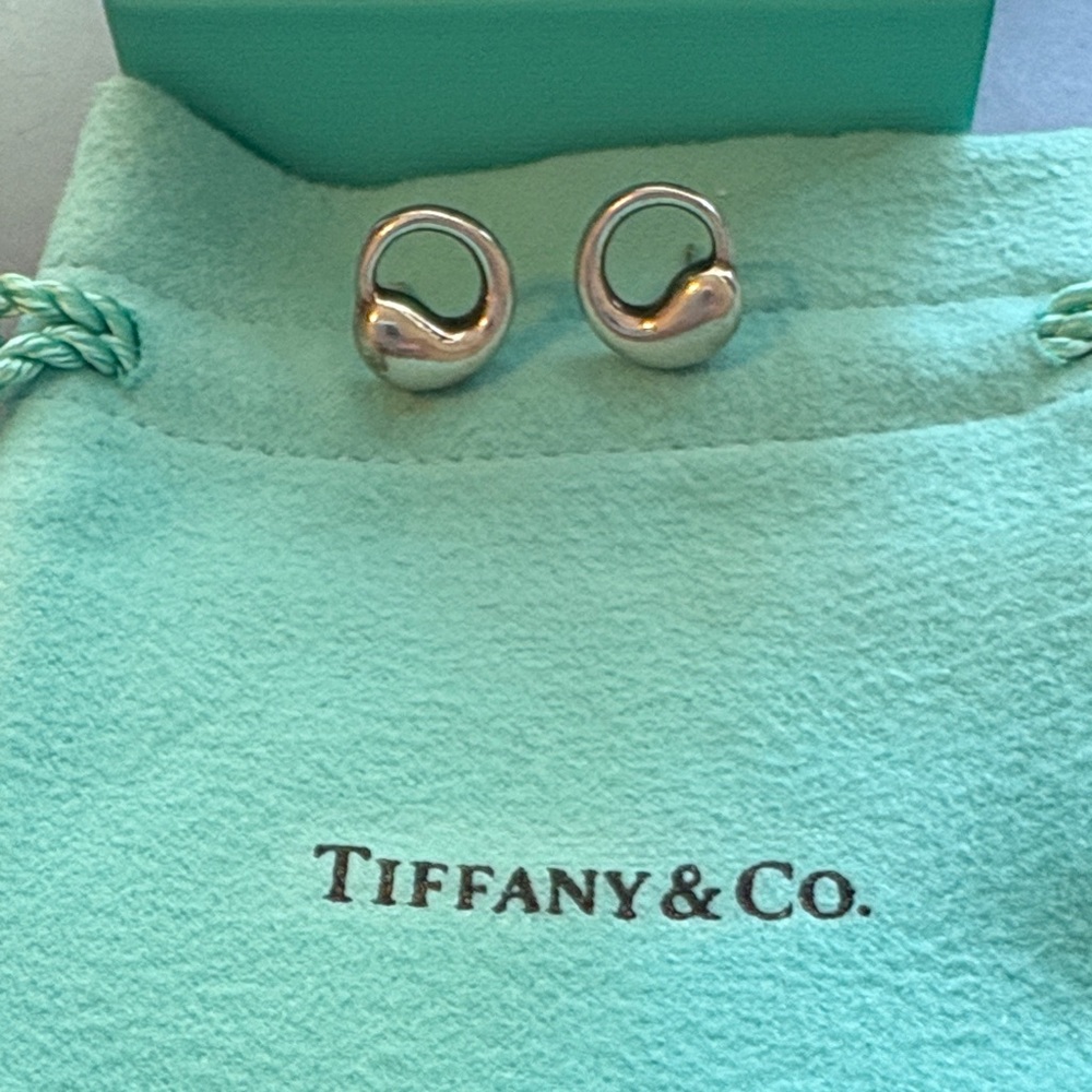 Tiffany & Co. Elsa Peretti Eternal Circle Earrings Sterling with Pouch
